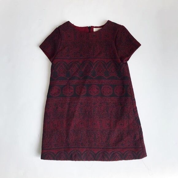 Zara maroon black textured shift dress EUC 7Y - Picture 1 of 2